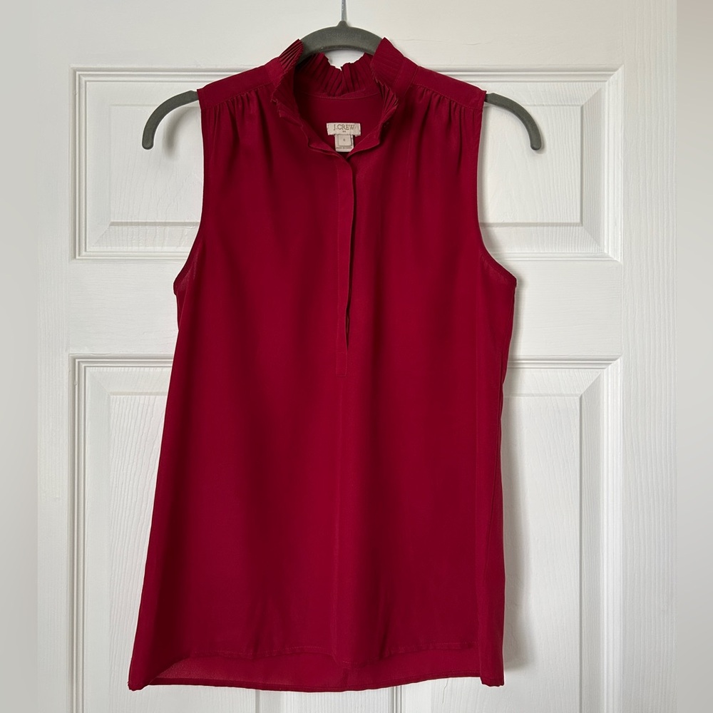 J. Crew Factory Ruffle Shirt Red